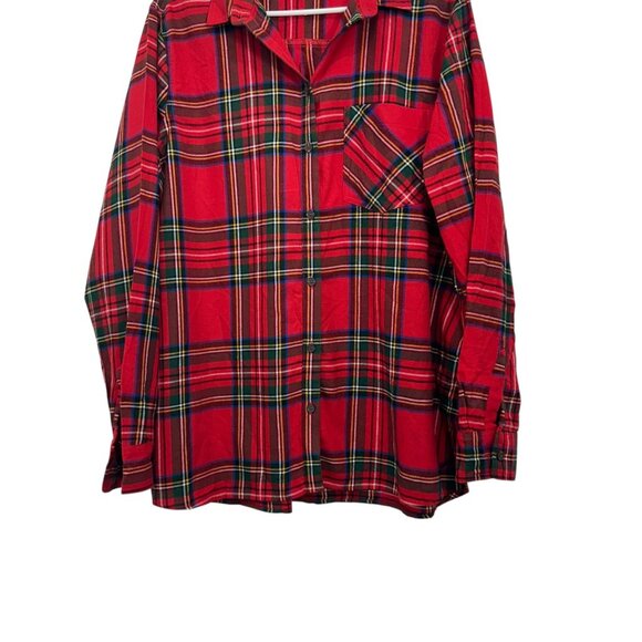 Old Navy Womens Red Plaid Flannel Shirt SZ XL Button-Down Top Holiday/Christmas - Picture 12 of 12